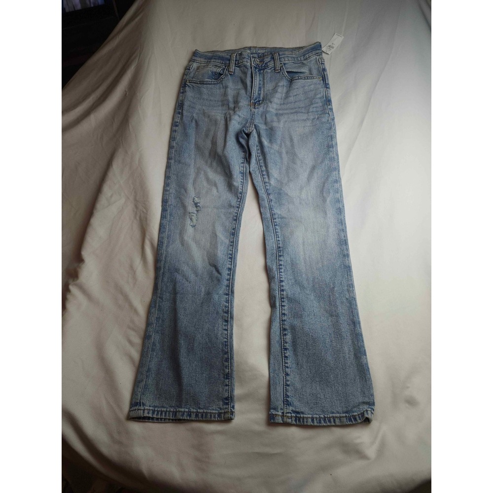 Old Navy Girls 12 Plus Boot-Cut Built-In Flex Light Wash Distressed Jeans